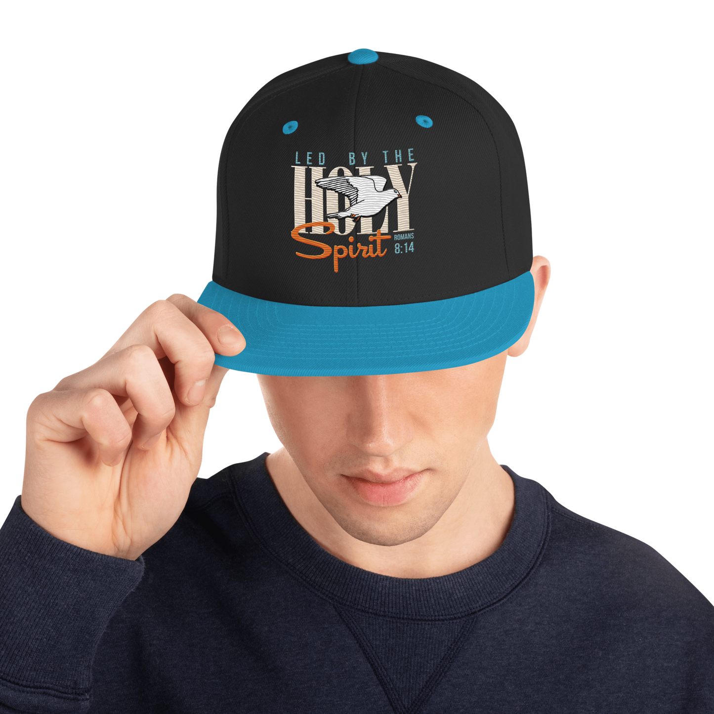 Led by the Holy Spirit black/teal embroidered