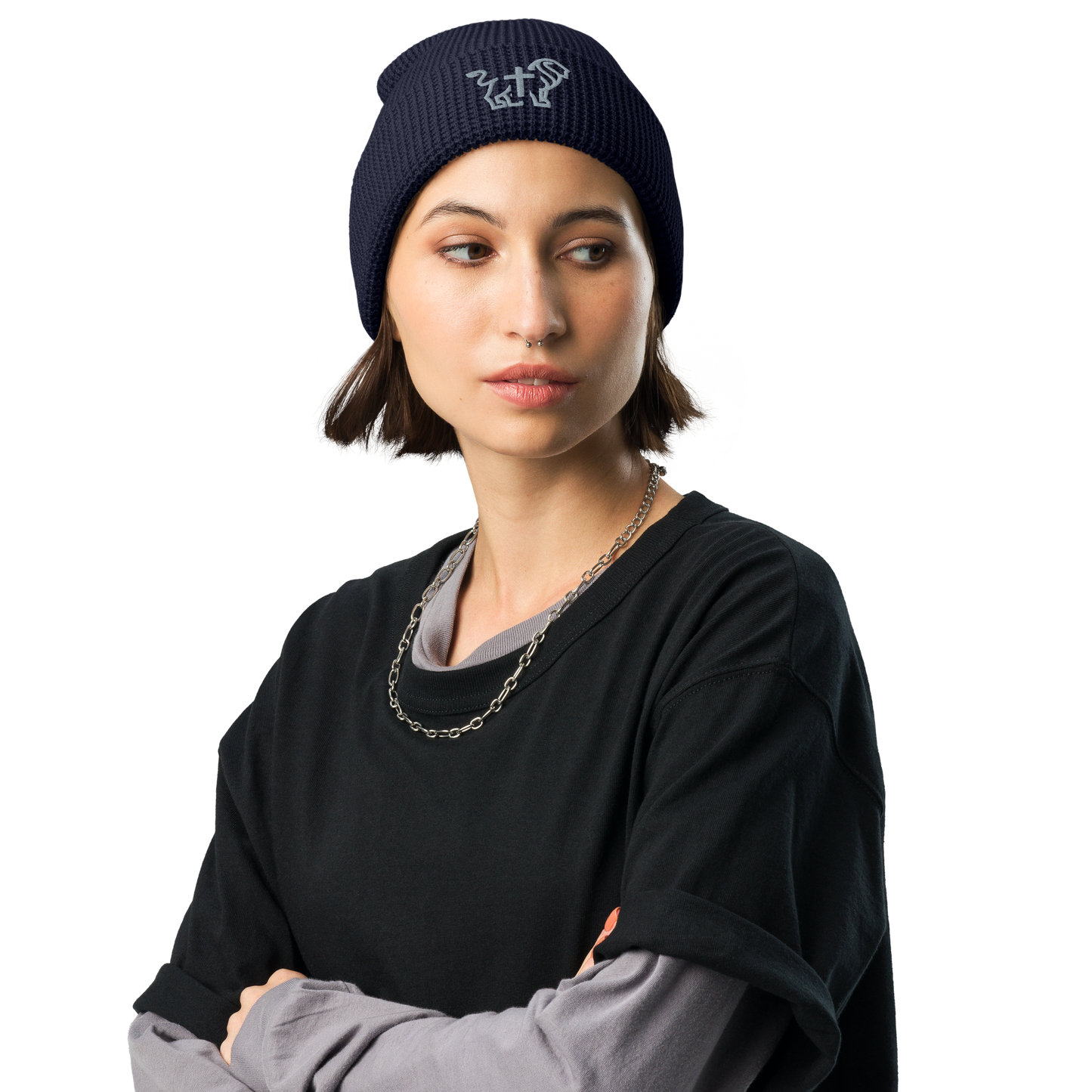 JIC embroidered navy beanie