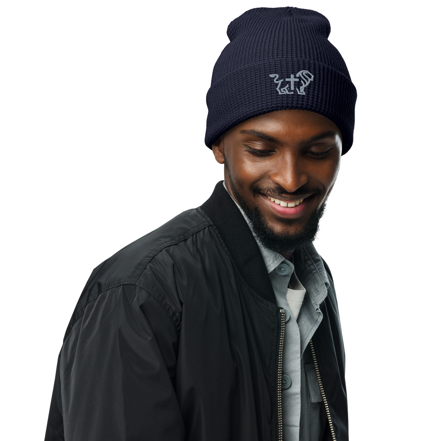 JIC embroidered navy beanie